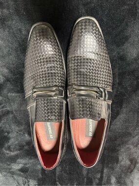 Men's Textured Black Slip-On Dress Shoes